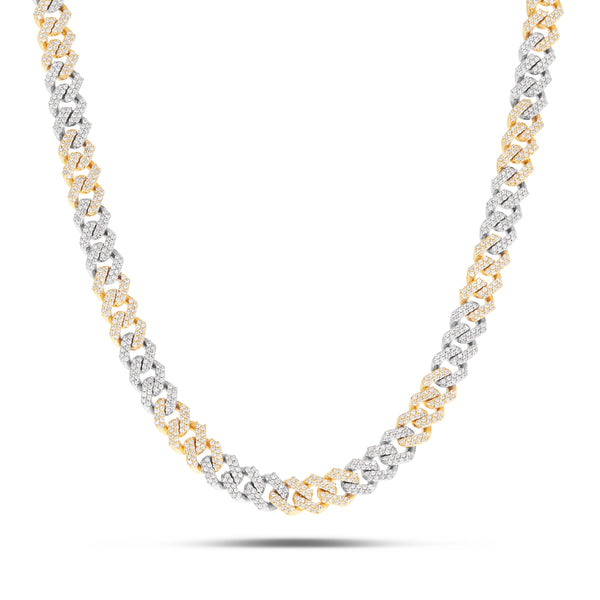 10K Gold Two Tone 3.9ctw Diamond Cuban Chain