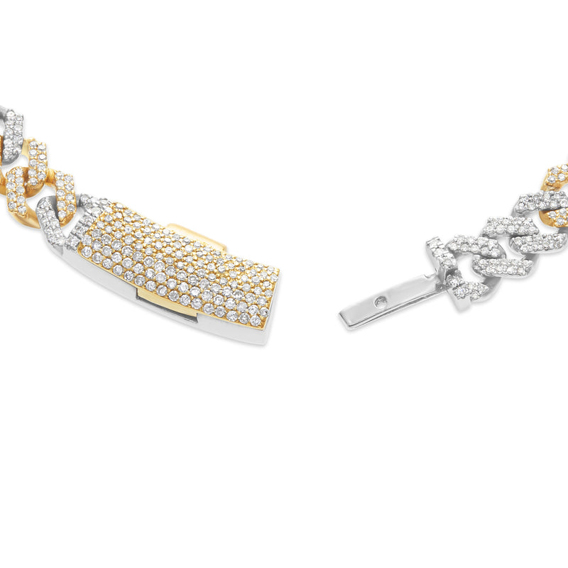 10K Gold Two Tone 3.9ctw Diamond Cuban Chain
