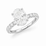 14k White Diamond Oval Engagement Ring
