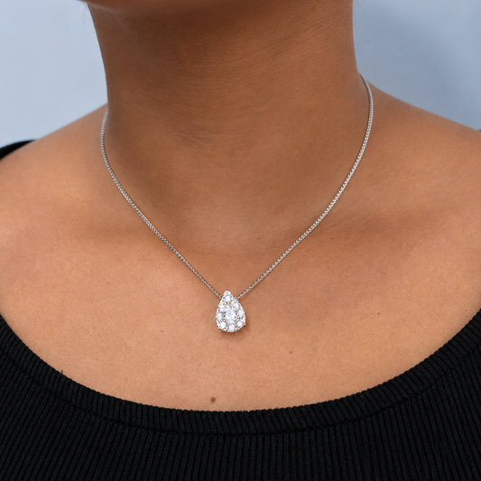 Pear Shaped Natural Diamond Pendant Necklace