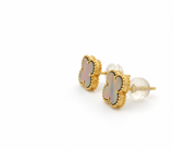 Black Mother of Pearl Clover Stud Earring