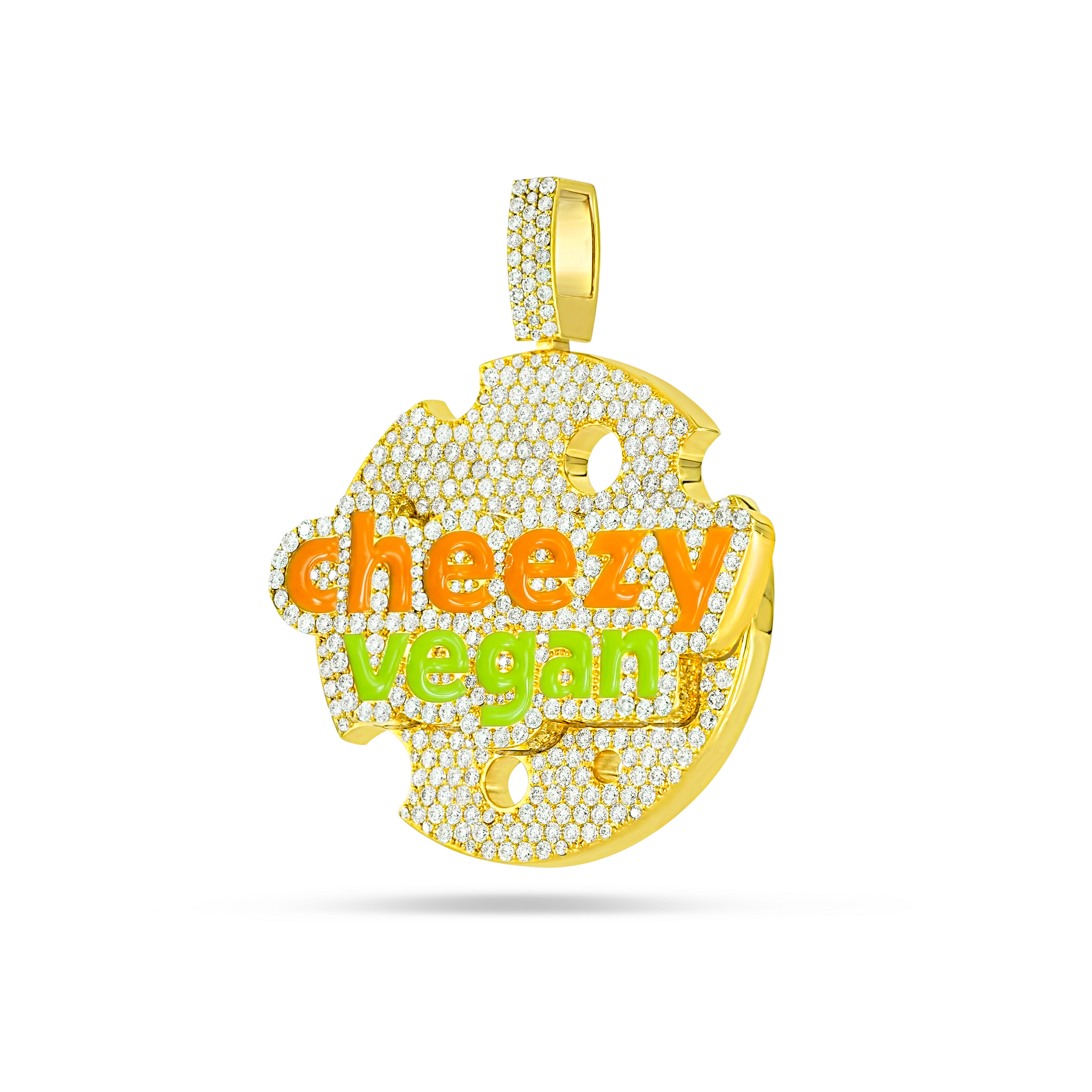 "Cheezy Vegan" Custom Logo Enamel Pendant