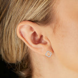 14K Gold .20CT Diamond Clover Flower Stud Earrings