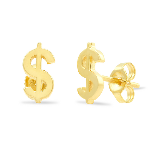 14k Gold Dollar Sign Studs