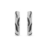 14K White Gold & Black Diamond Stripes Hoop Earrings