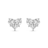 18 Karat White Gold Natural Diamond Heart Stud Earrings- 1.80 cts