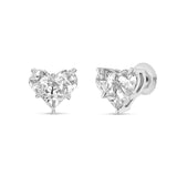 18 Karat White Gold Natural Diamond Heart Stud Earrings- 1.80 cts