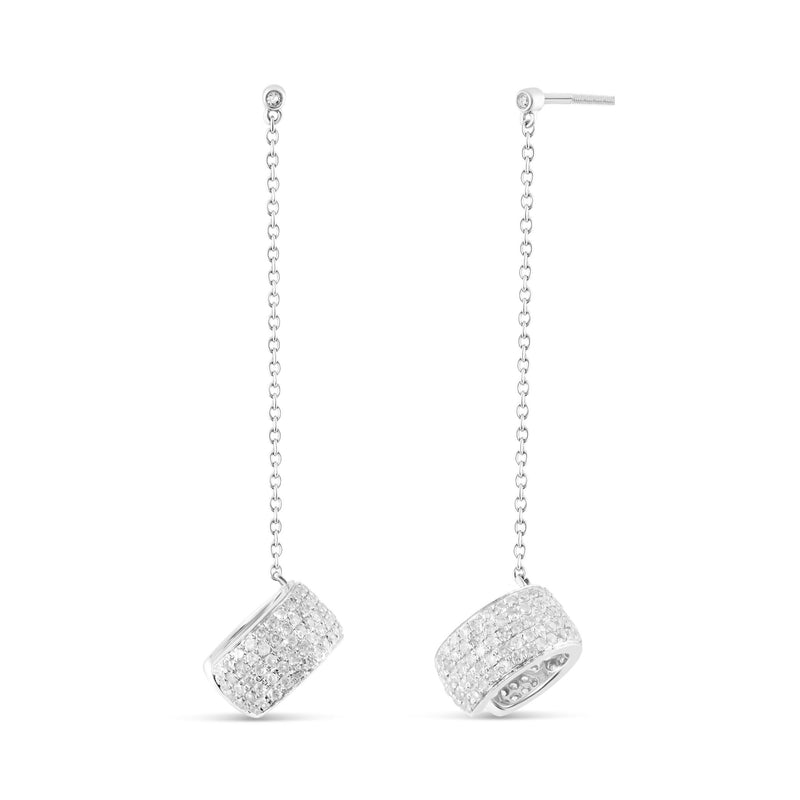 1.5 ct 14K White gold Diamond Cuff Drop Earrings