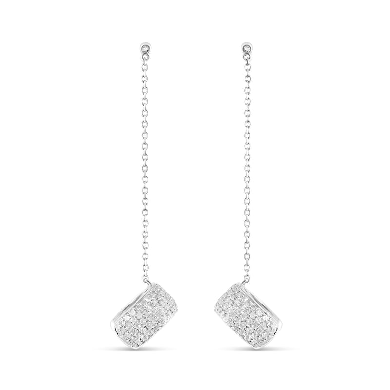 1.5 ct 14K White gold Diamond Cuff Drop Earrings