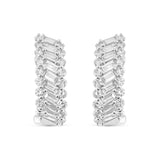18K White Gold Diamond Huggie Leverback Earrings