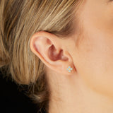 14K Yellow Gold Natural Diamond Clover Stud Earrings- 1.5 cts