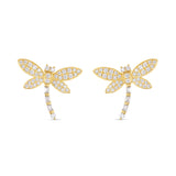 18K Gold 0.6ct Diamond Dragon Fly Stud Earrings