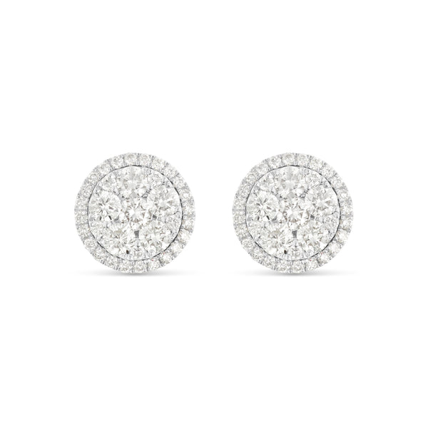 14K White Gold Cluster Diamond Stud earrings