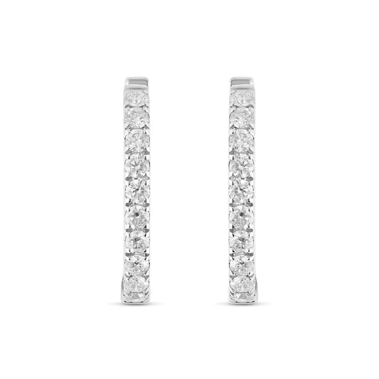 18K White Gold Diamond Inside-Out Hoop Earrings