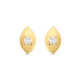 Solid Yellow Gold Diamond Evil Eye Earrings