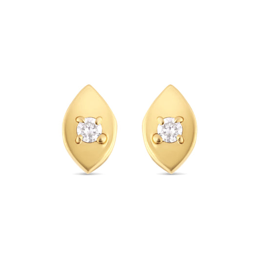 Solid Yellow Gold Diamond Evil Eye Earrings
