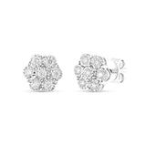 0.30 ct White gold Diamond Flower Bezel Set Stud Earrings