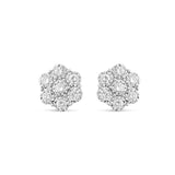 0.70 Ct White Gold Bezel Set Diamond Flower Stud Earrings
