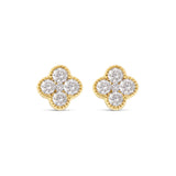 14 Karat Yellow Gold Diamond Clover Earrings