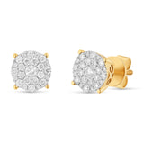14K Yellow Gold Natural Diamond Luna Cluster Earrings - 0.50 cts