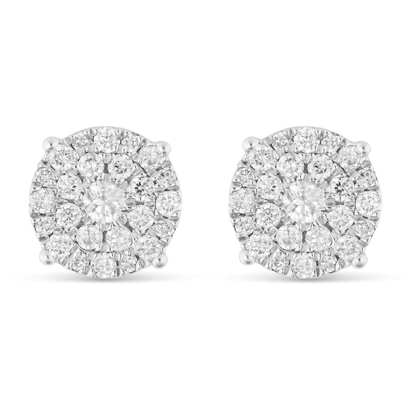 14 Karat White Gold Luna Diamond Cluster Stud Earrings