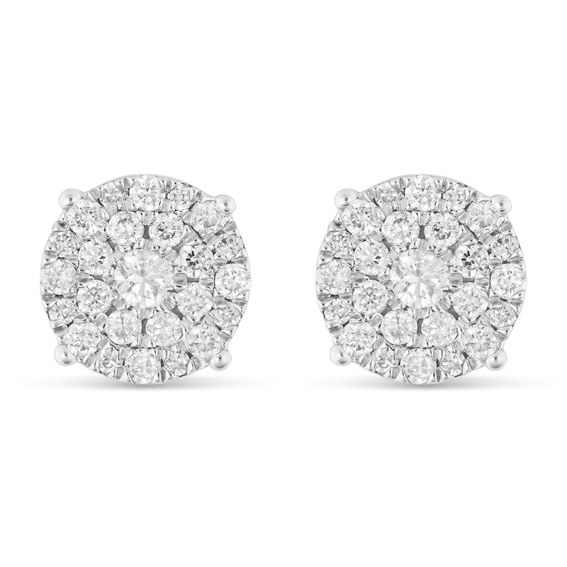 14 Karat White Gold Luna Diamond Cluster Stud Earrings