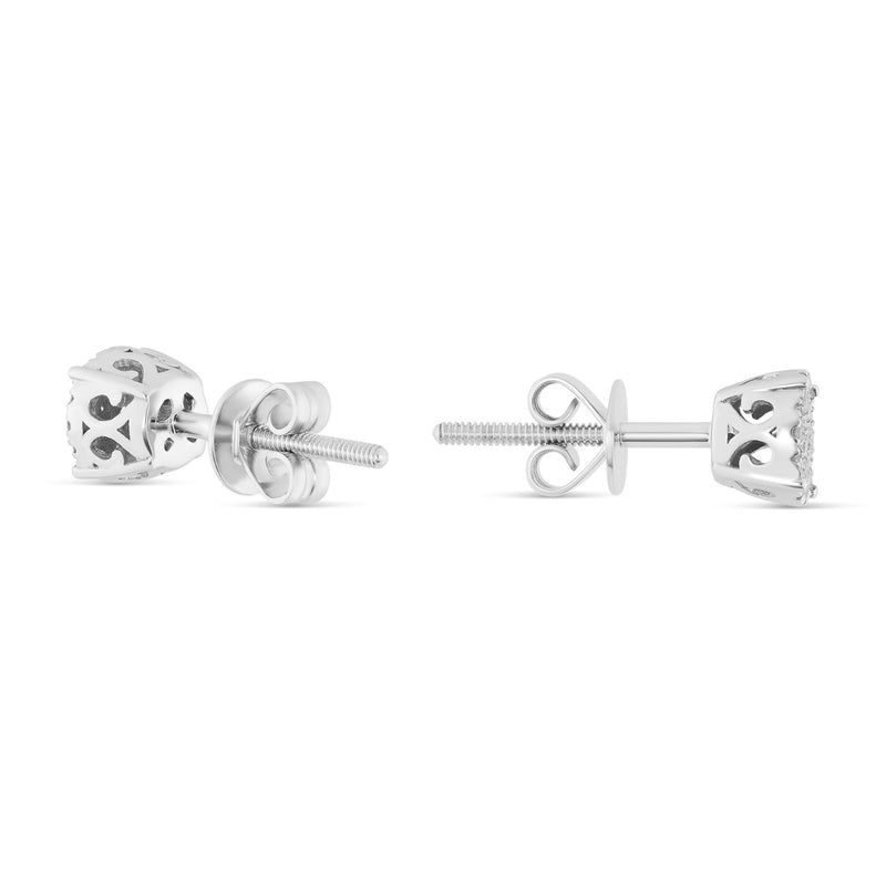 14 Karat White Gold Luna Diamond Cluster Stud Earrings