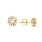 14k Gold Cluster Diamond Stud Earrings