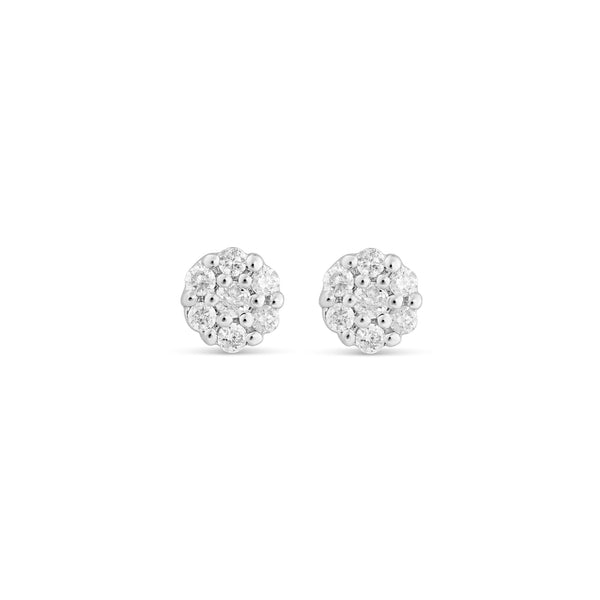 14 Karat White Gold Flower Diamond Studs