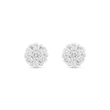 14 Karat White Gold Natural Diamond Flower Stud Earrings 0.30 cts