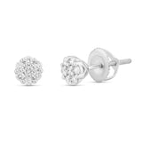 14 Karat White Gold Natural Diamond Flower Stud Earrings 0.30 cts