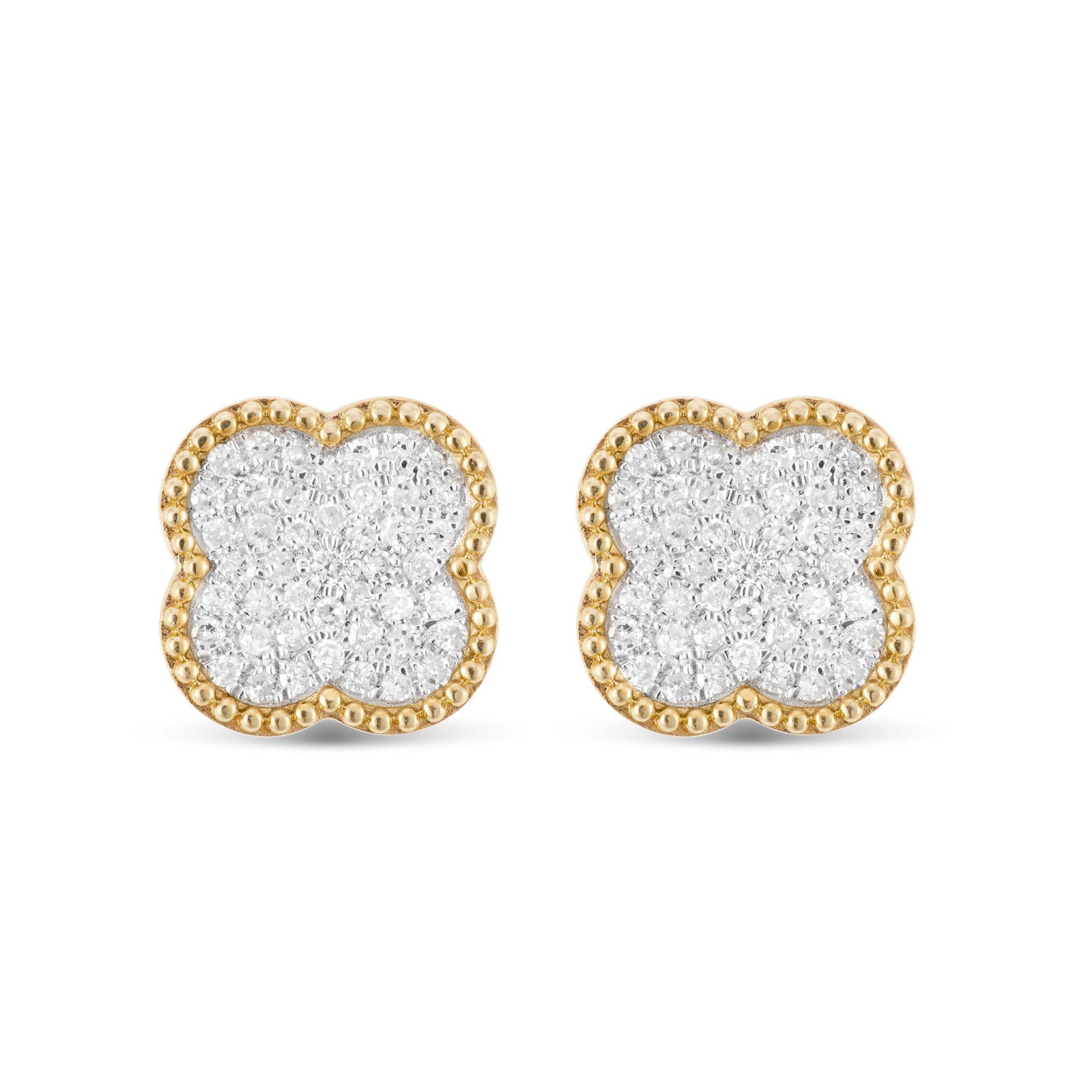 14k Solid Gold 8mm VS Diamond Clover Earrings - 50081 1.01 Carat Natural Diamond Clover Earrings G-H SI 14K Yellow Gold main image 2