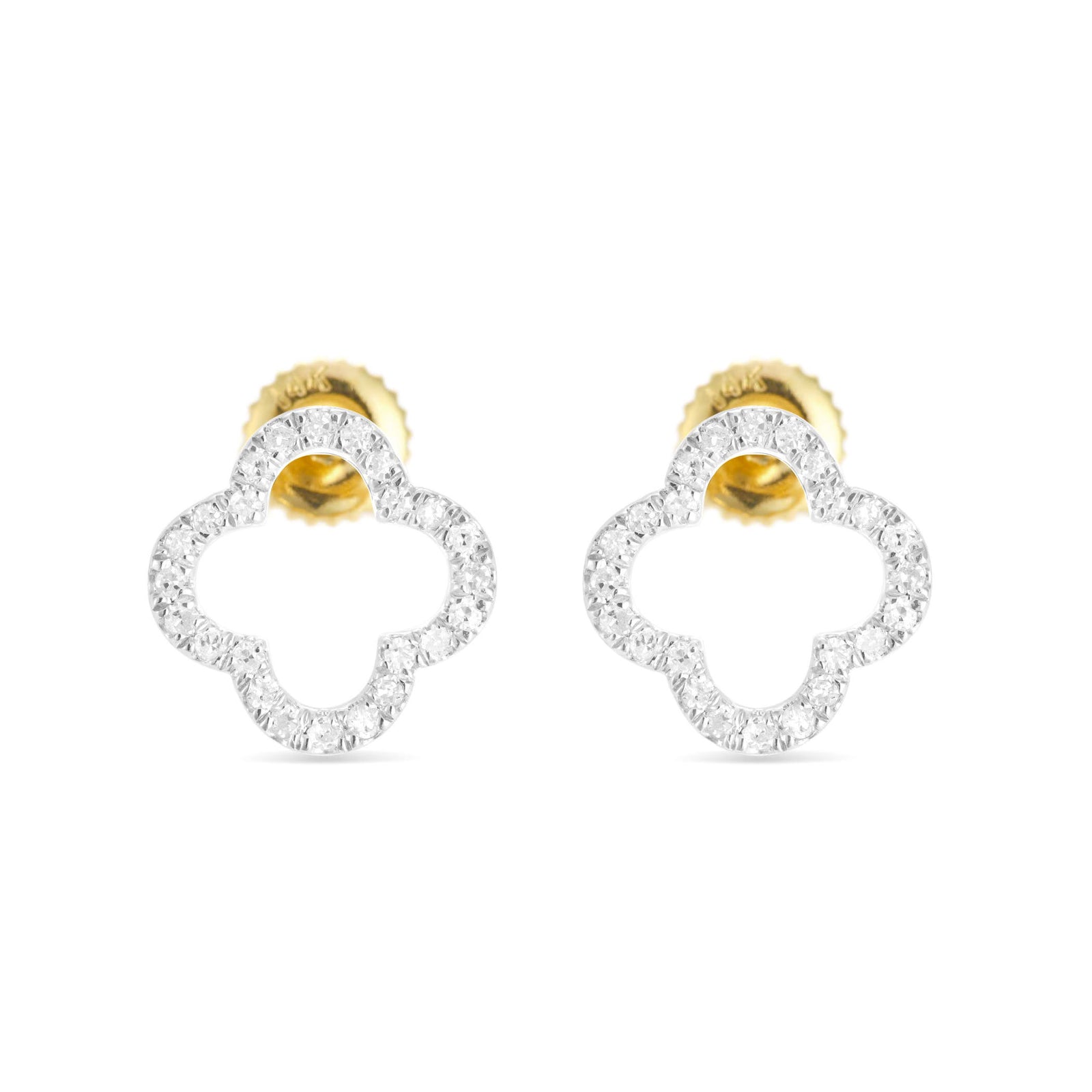 14K Gold .20CT Diamond Clover Flower Stud Earrings – SHYNE JEWELERS