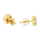 14K Yellow Gold Natural Diamond Flower Stud Earrings- 1.35 cts