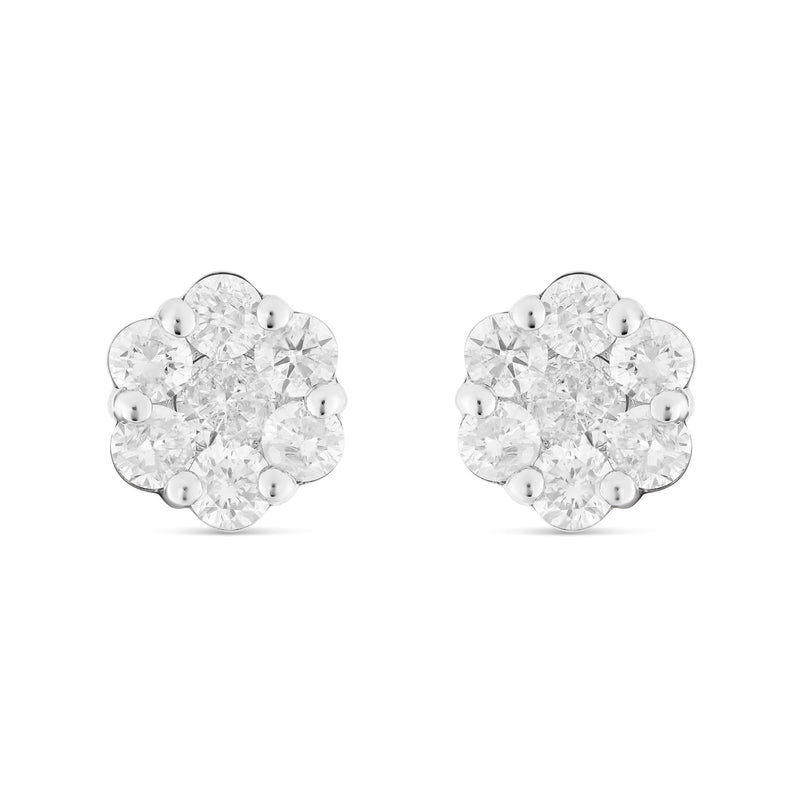 1.35 CT Flower Set Diamond Stud Earrings