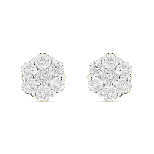 1.35 CT Flower Set Diamond Stud Earrings