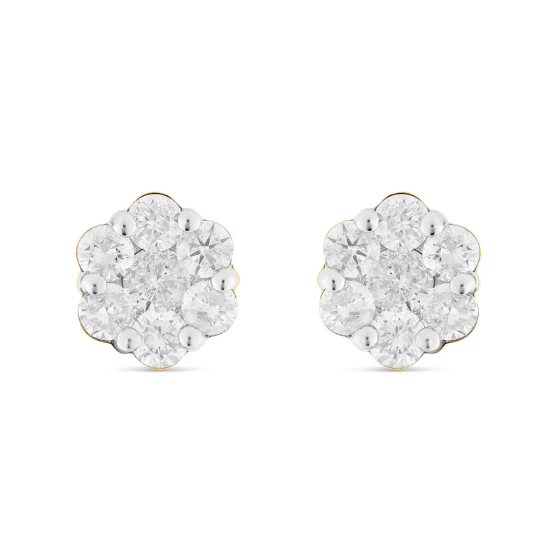 1.35 CT Flower Set Diamond Stud Earrings
