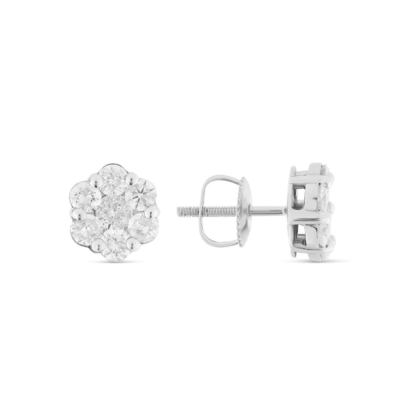 1.35 CT Flower Set Diamond Stud Earrings