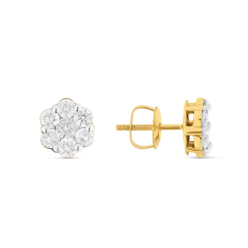 1.35 CT Flower Set Diamond Stud Earrings