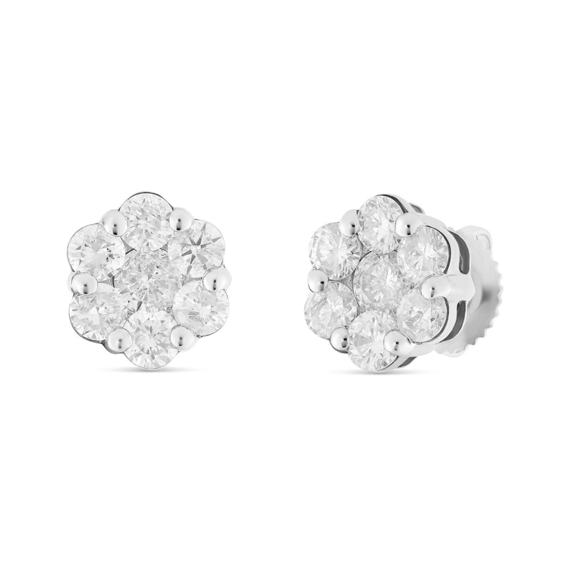 1.35 CT Flower Set Diamond Stud Earrings