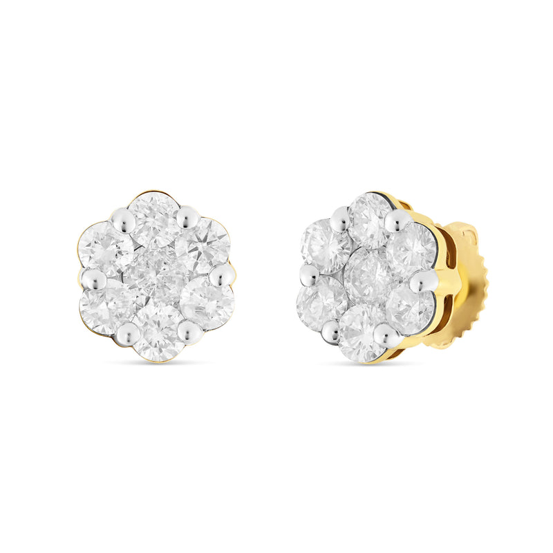 1.35 CT Flower Set Diamond Stud Earrings