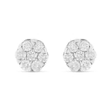 1 ct 14 Karat Flower Set Stud Diamond Stud Earrings