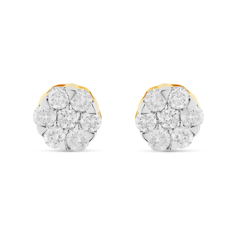 1 ct 14 Karat Flower Set Stud Diamond Stud Earrings
