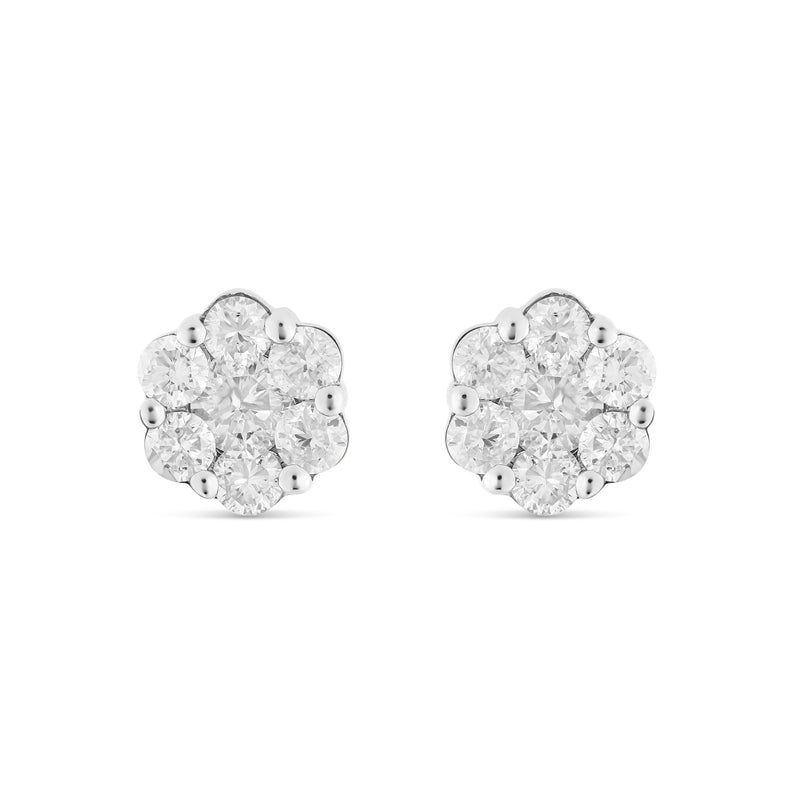 1/2 CT Flower Set Diamond Stud Earrings