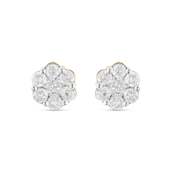 1/2 CT Flower Set Diamond Stud Earrings