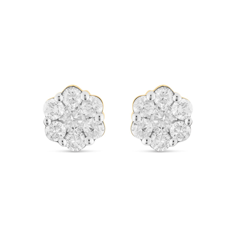 1/2 CT Flower Set Diamond Stud Earrings