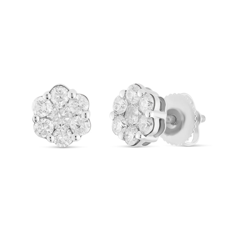 1/2 CT Flower Set Diamond Stud Earrings
