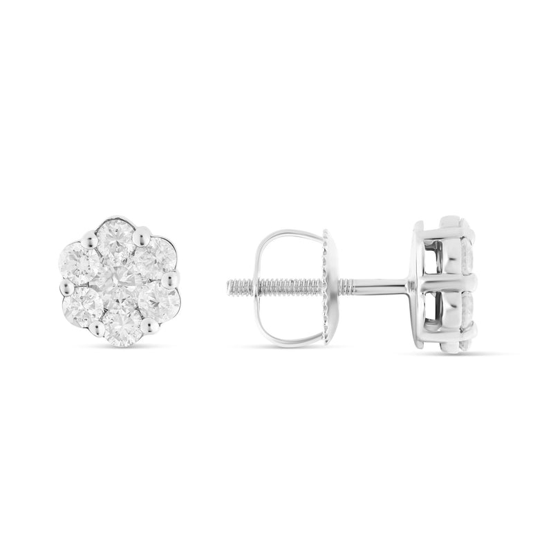 1/2 CT Flower Set Diamond Stud Earrings