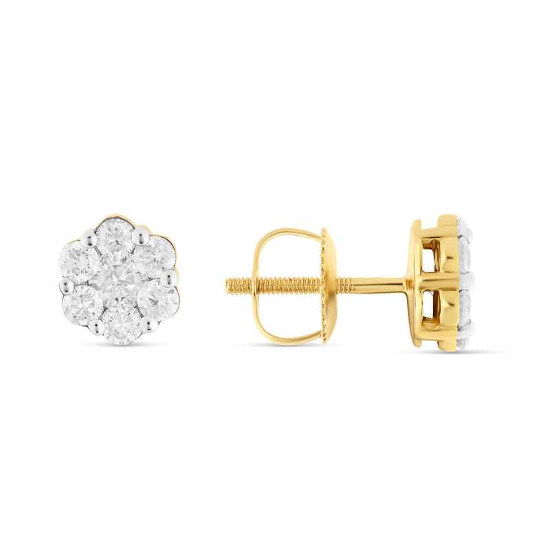 1/2 CT Flower Set Diamond Stud Earrings