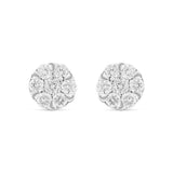 1/2 CT Flower Set Bezel Set Diamond Stud Earrings
